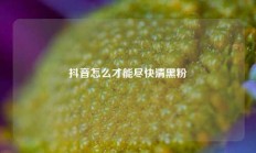 抖音怎么才能尽快清黑粉