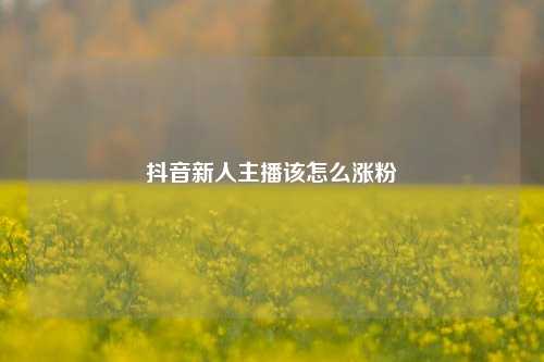 抖音新人主播该怎么涨粉