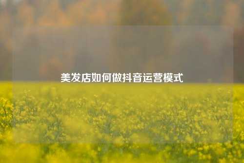 美发店如何做抖音运营模式
